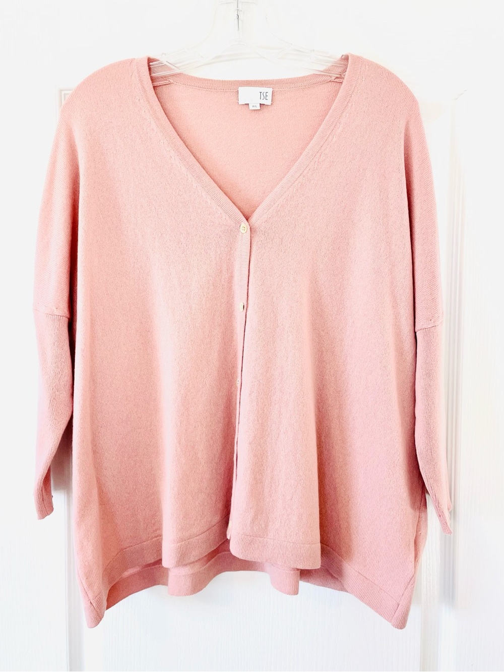 TSE Cashmere Pink Short Sleeve Cardigan Sweater - Size S